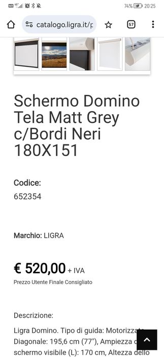 Ecran proiecție motorizat Ligra Domino 180x151cm