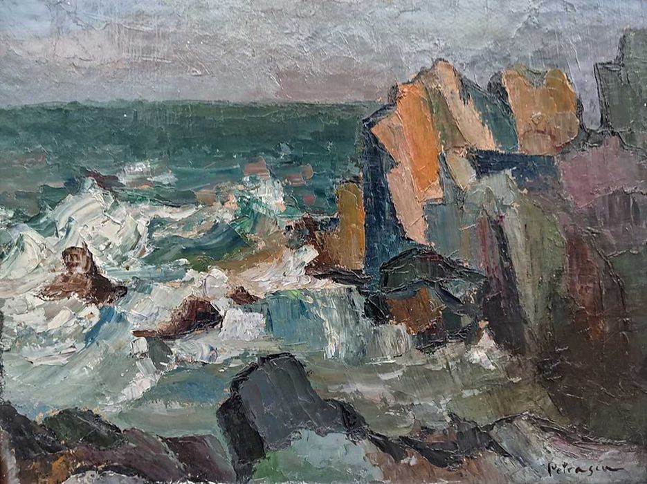 Tablou vechi - stanci - semnat Petrascu