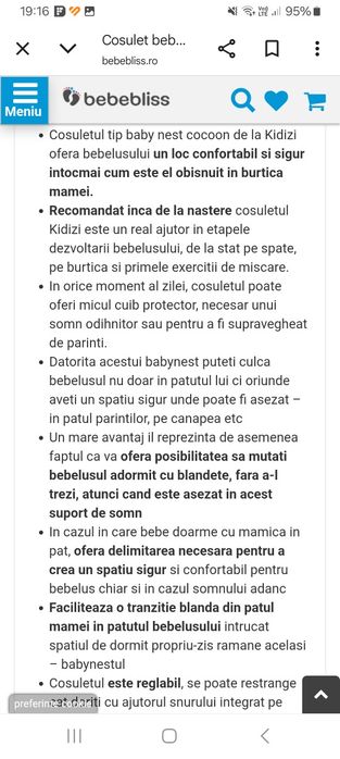 Coșuleț bebeluș pentru dormit Baby Nest Cocoon