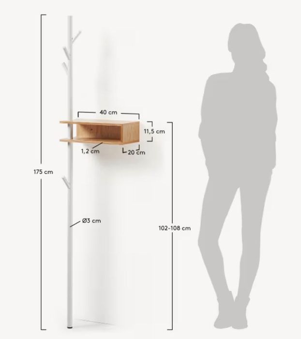 Cuier cu raft alb din metal Benny Kave Home