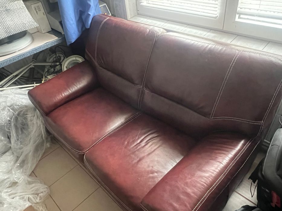 Canapea de piele naturala de  3 locuri extensibila