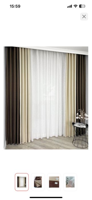 Шторы(велюр) коричневые+бежевый