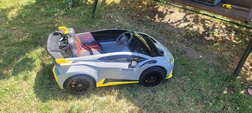 Masinuta electrica cu functie drift Lamborghini Huracan STO, putere 220W, 12V Premium, Gri