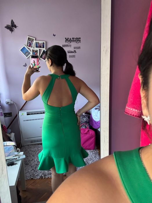 Зелена рокля с пера LUCY