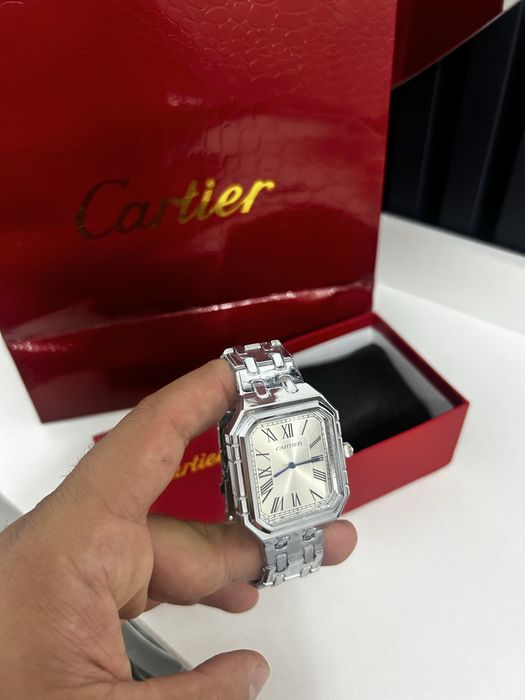 Ceas Cartier Santos model premium argintiu cutie cadou