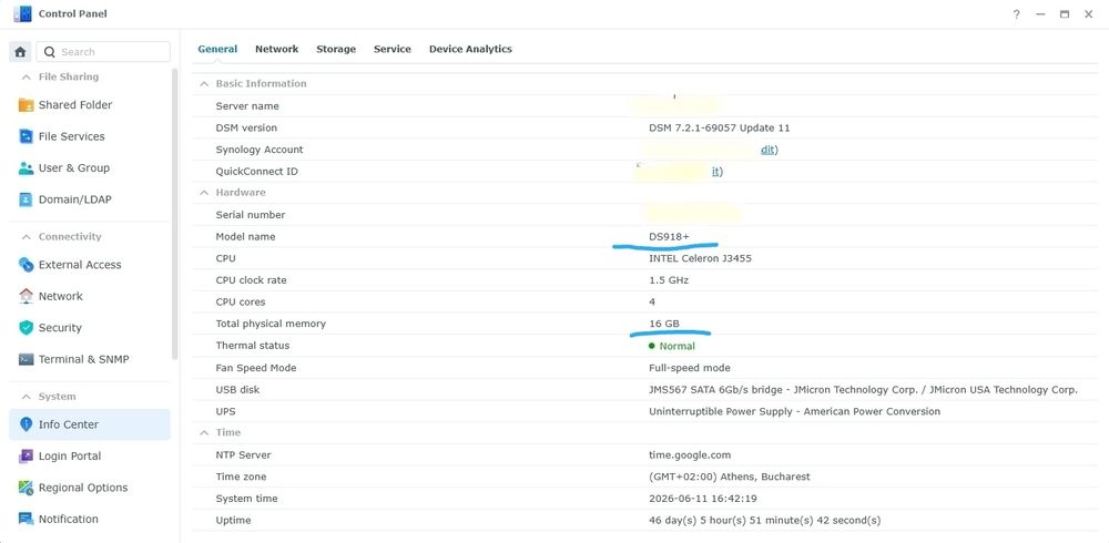 NAS Synology DS918+ 16GB