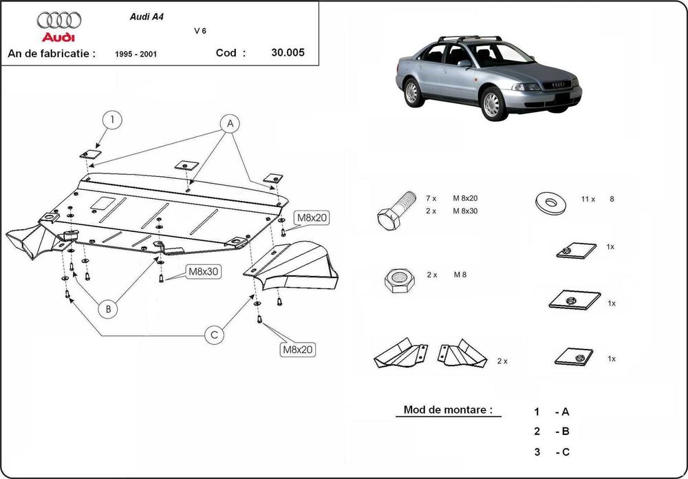 Метална кора под двигател скорости Audi A4 B5 A6 C6 VW Passat B5 Skoda