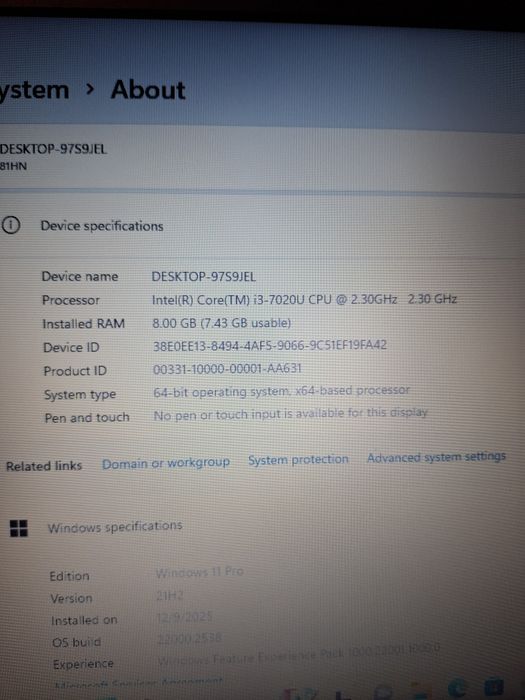 Laptop Lenovo V130 i3 gen.7 SSD model Slim