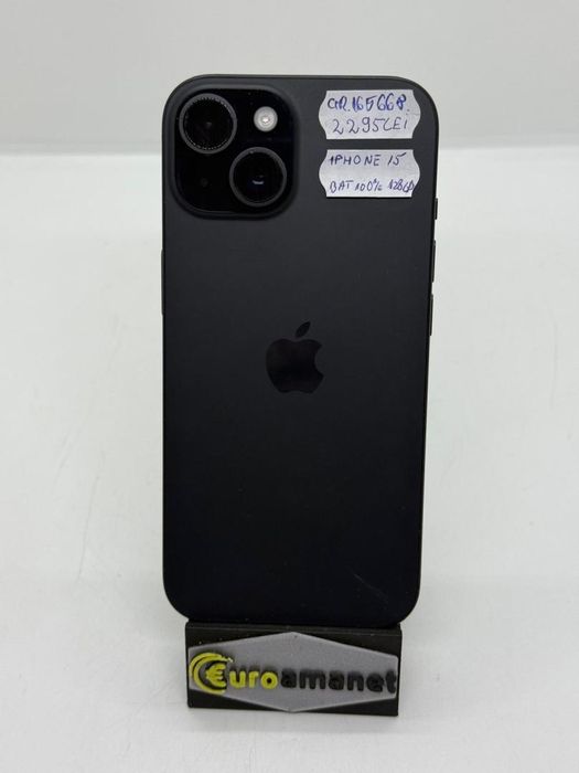 Telefon mobil Apple iPhone 15, 128GB, 5G, Black -A-