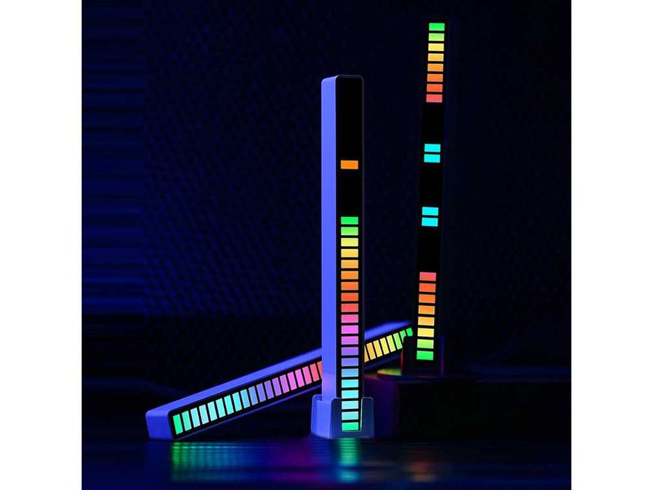 Bara LED RGB portabila cu raspuns la sunet si microfon incorporat 18cm