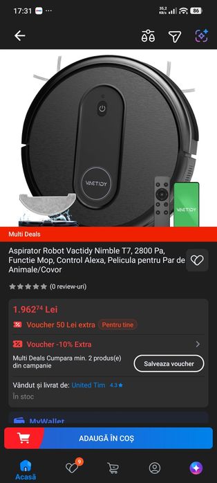 Robot Vacuum / Robot Aspirator Vactidy T7