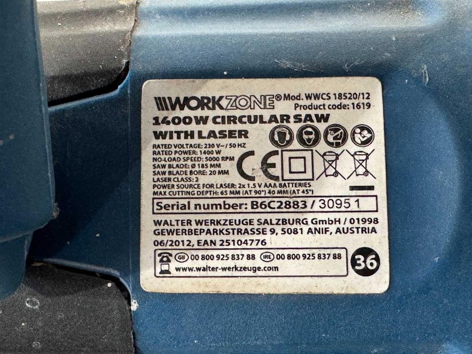 Ръчен циркуляр - Workzone 1400 W / 185 mm