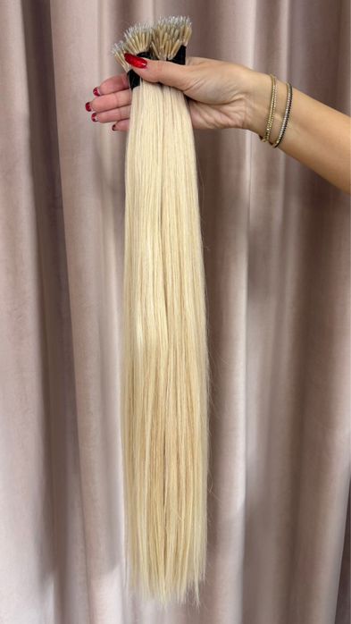 Extensii par natural Russion Hair  Nanoring 60 cm  blond (250)