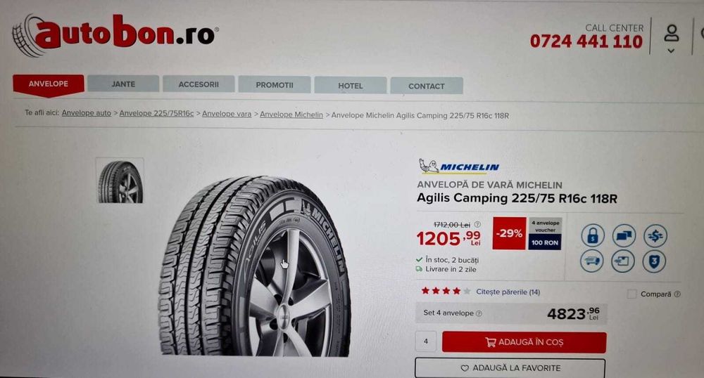 Roti NOI R16 Fiat Ducato,Boxer,Jumper, Movano MICHELIN 225 75r16C M+S