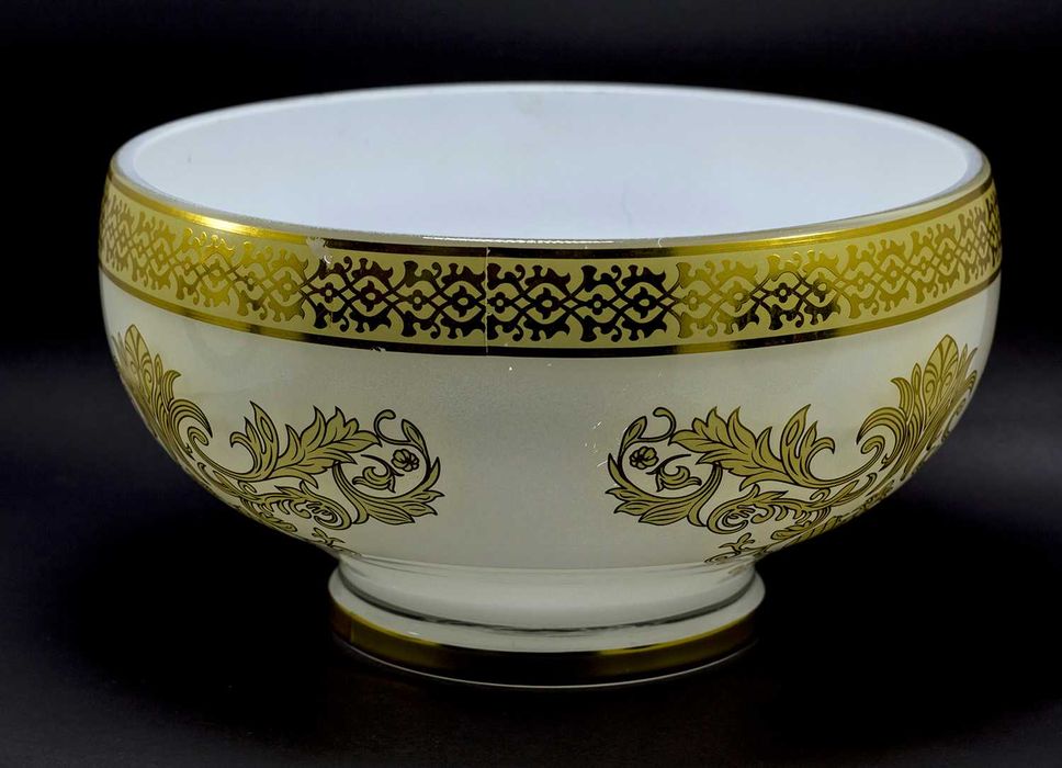 Большая современная ВАЗА под фрукты, расписанная под золото.