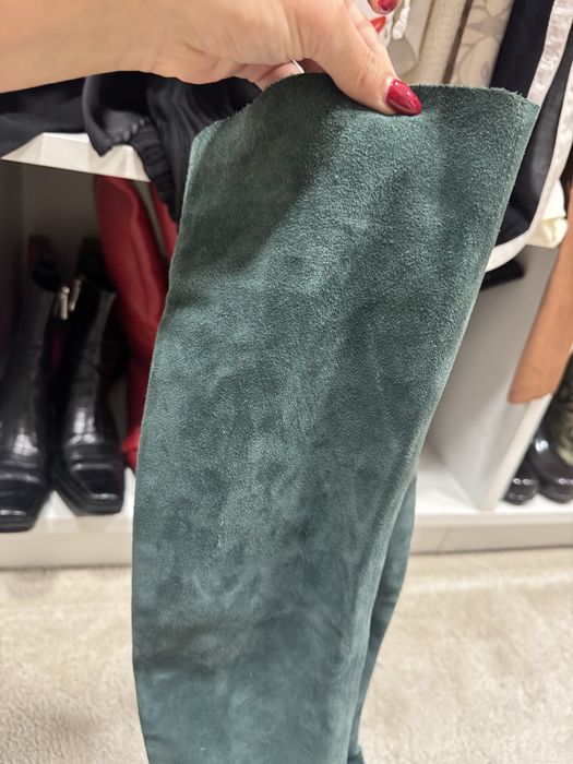 Чизми естествен велур , сини ботии зимни ботуши