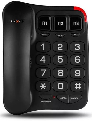 Телефон проводной Texet TX-214, черный