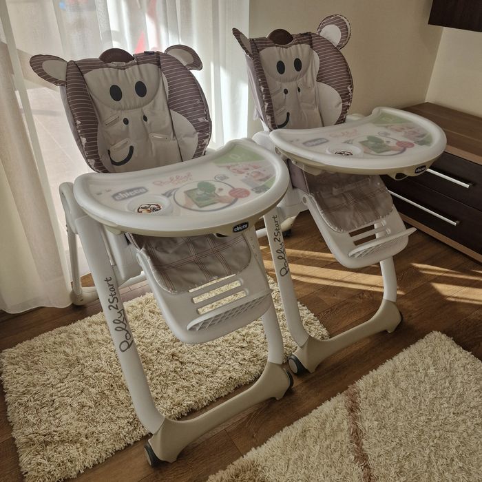 Vand scaun de masa copii,Chicco Polly 2 Start 4roti, Monkey