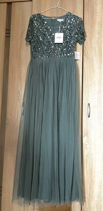 Maya Deluxe rochie de seara maxi - marime 42, culoare: misty green
