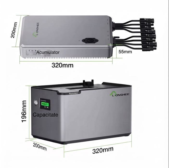 Sistem Stocare Energie Solară Balcon 2048Wh LiFePO4 + Hub 1600W