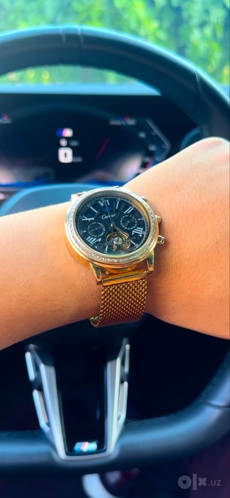 Золотые бриллиант Cartier часы
