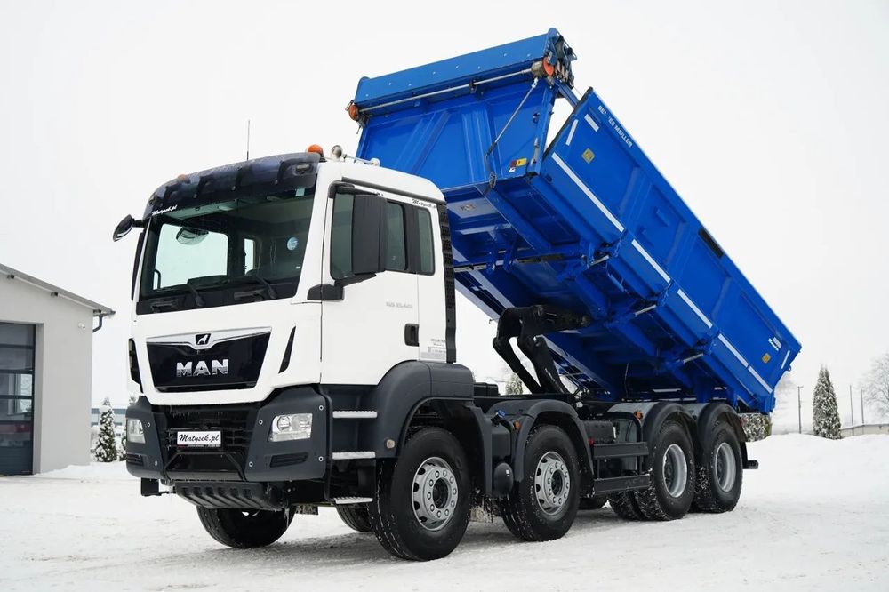 MAN TGS 35.420 / 8X4 / BASCULĂ 2 LATERALE / HALOGENĂ HIDRODOXICĂ / BORDMATIC / CAROSERIE MEILLER KIPPER /