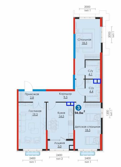 СРОЧНО Скидка -35% 3 ком.95.6м² Янги Узбекистон-КЛЮЧИ СРАЗУ|Ипотека (K