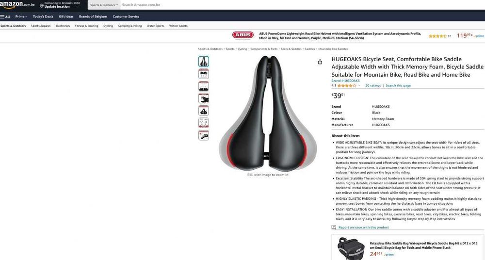 Sa, Scaun de bicicletă HUGEOAKS cu spumă cu memorie, variante