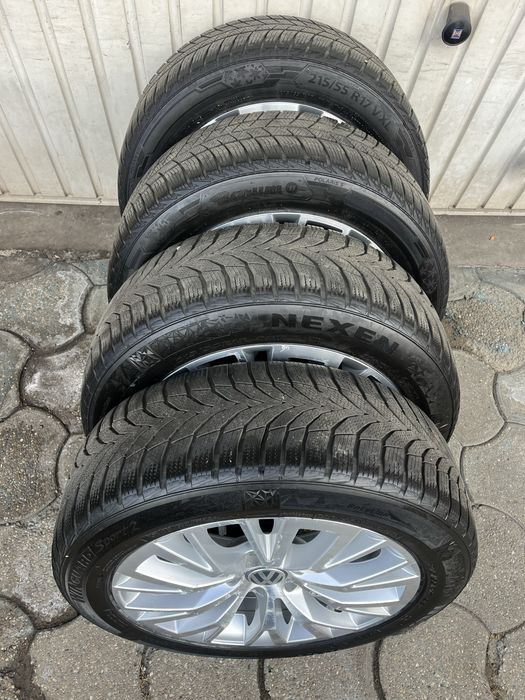 Jante aliaj 5x112mm, anvelope 215/55 R17, VW Passat, Skoda, Seat