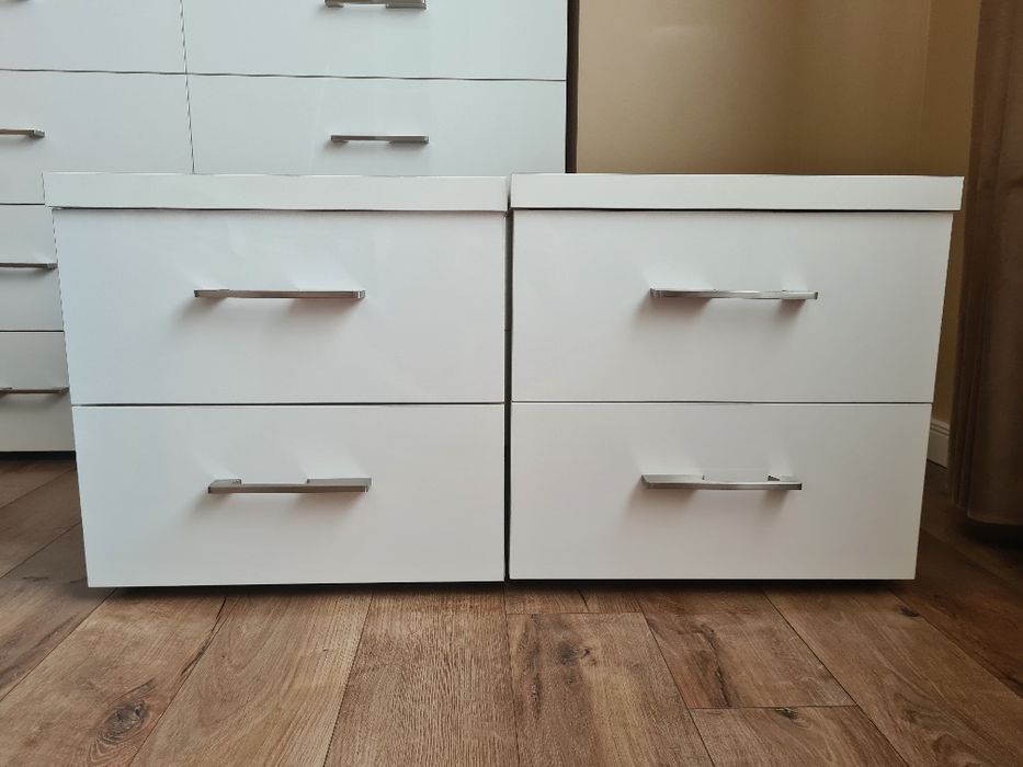 Set noptiere mdf alb lucios