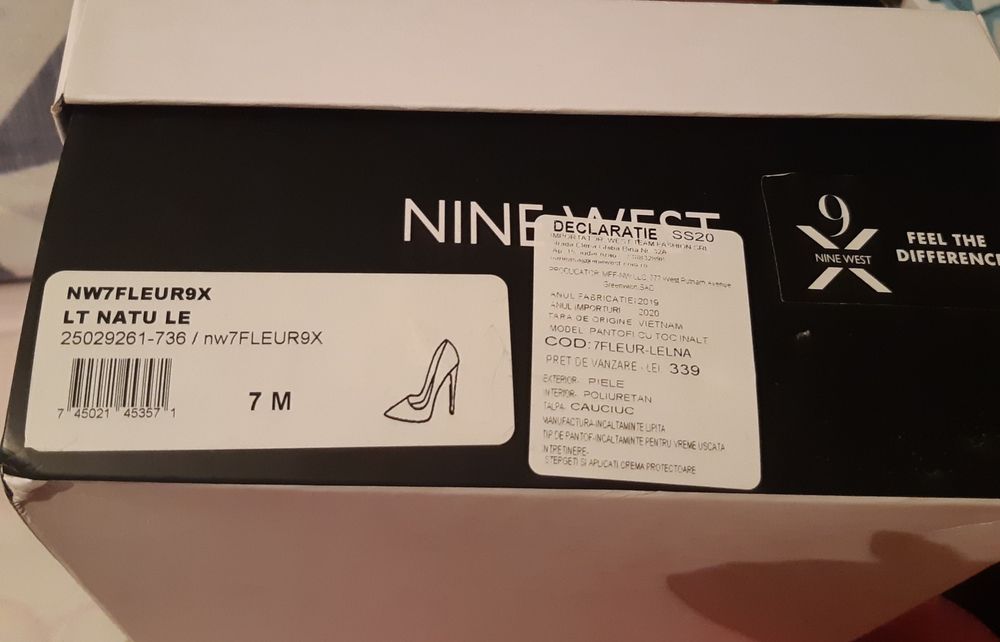 Pantofi  cu toc din piele naturală Nine West