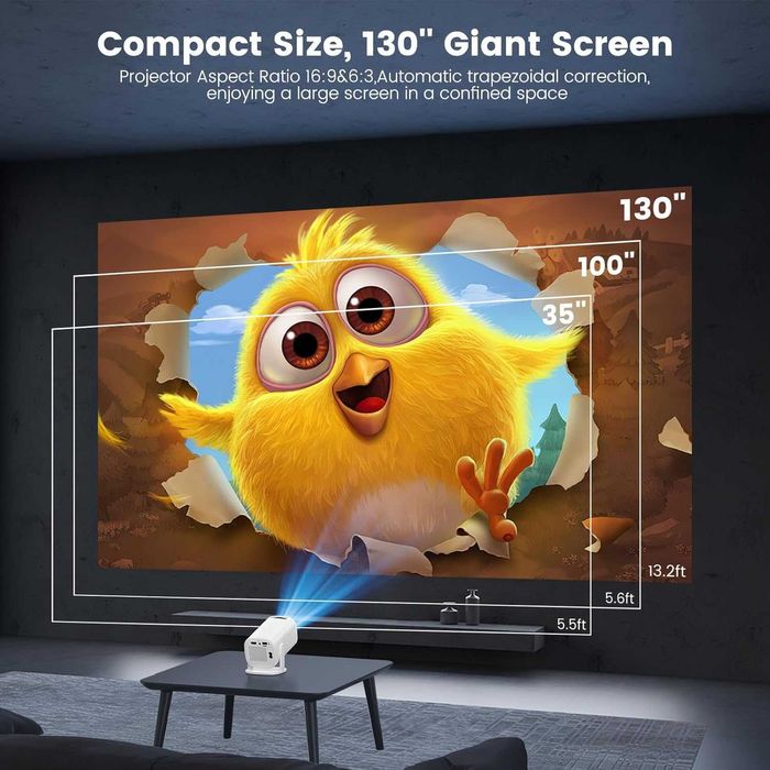 Преносим мини проектор, WIFI 6 и Bluetooth, 4K 1080P, автофокус