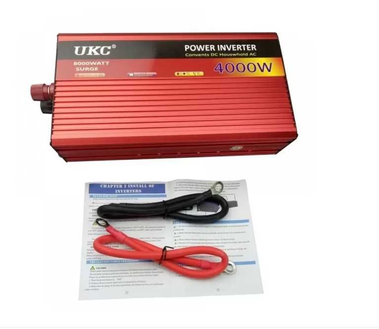 голям 4000w супер мощен инвертор 12v/220v- 24-4000W за кола и камион