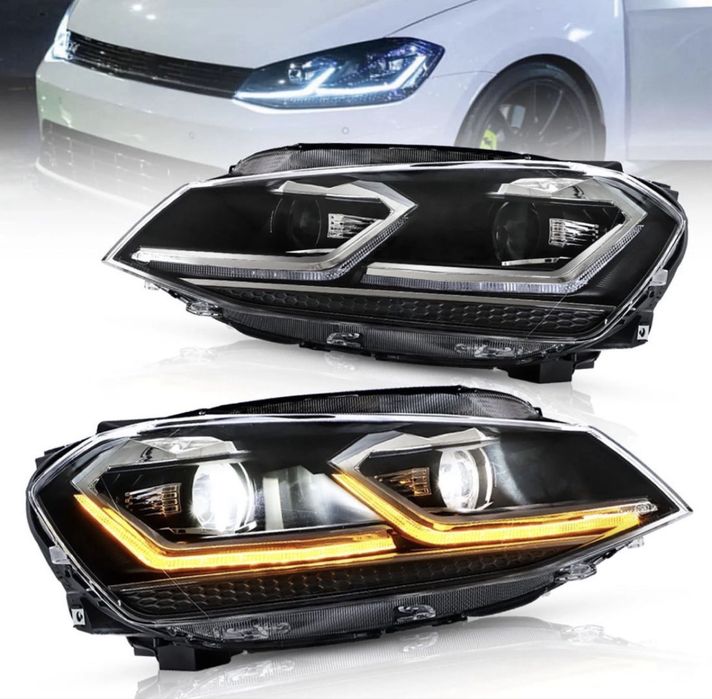 Комплект LED Фарове за VW Golf 7 2012–2018 Silver Line с Динамични Мигачи