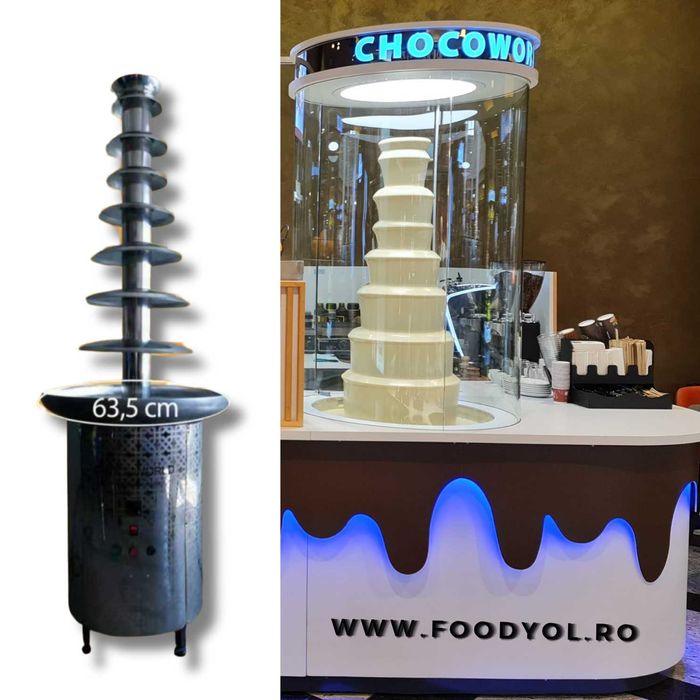 Fântână prof. de ciocolată + mobilier + sticlă securizată + iluminare