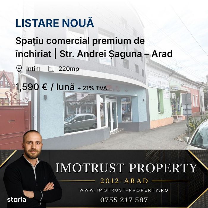 Spațiu comercial premium de închiriat | Str. Andrei Șaguna – Arad