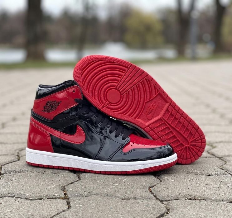 Adidasi Jordan 1 High Patent Bred - Adidasi Fete Baieti