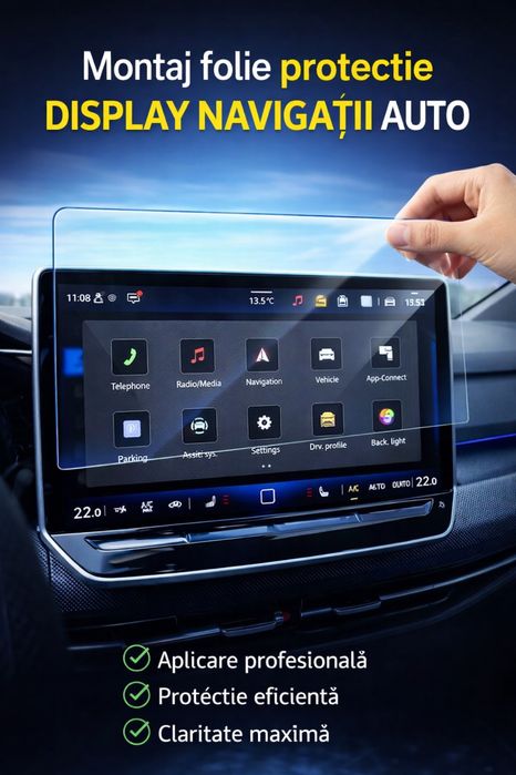 Folie protectie display navi auto navigatie auto montaj inclus