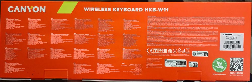 Безжична клавиатура Canyon HKB-W11