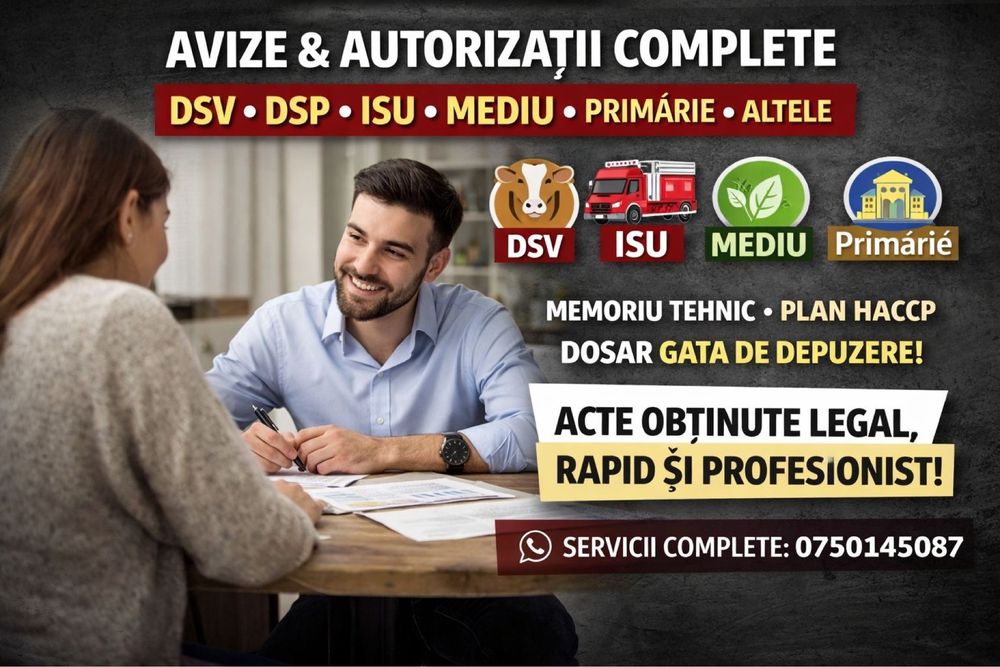 autorizatie  / aviz dsv dsp isu mediu arr  autorizatie / acord functionare primarie plan haccp