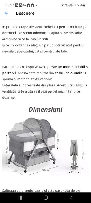 Patut pliabil Wowstep + saltea MyKids Cocos Confort II 90x50x8