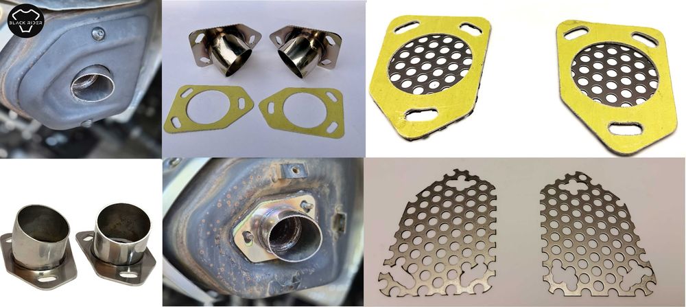 Set 2 Tipsuri Evacuare ATV CF Moto, X10, X8, Goes Terrox 1000, 48mm Inox, Garnitura 1 mm, Sita otel