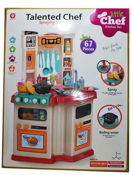 922-110 Кухня розовая Talented Chef мойка с водой, плита с имитацией к