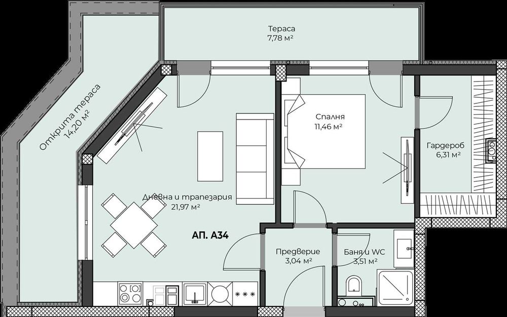 Продава се Двустаен апартамент в Пловдив, Христо Смирненски - 77 кв.м за 1247 €/кв.м - Снимка #1