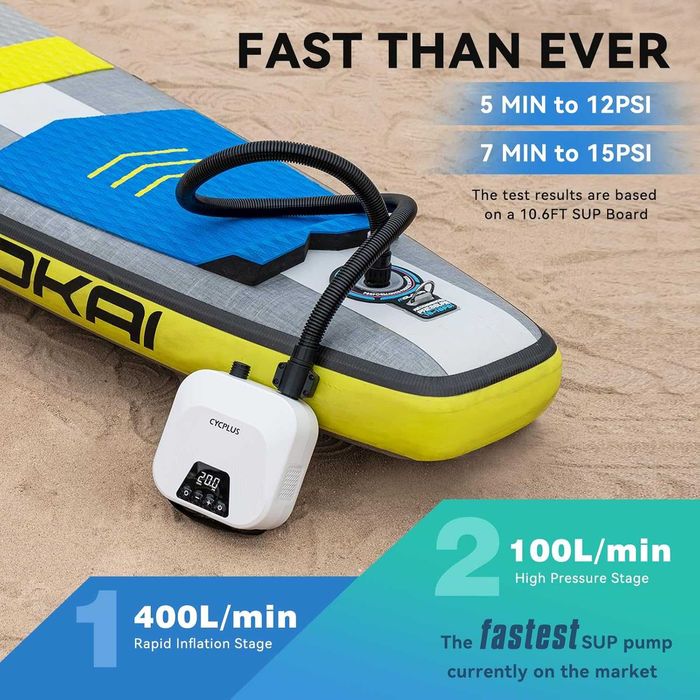 CYCPLUS интелигентна въздушна помпа за SUP с високо налягане с 7 дюзи