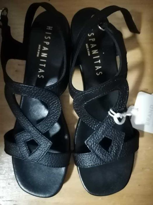 Sandale Hispanitas negre, din piele naturală, mărime 40