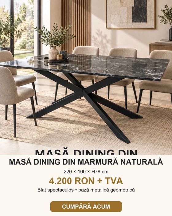 Masă dining marmură naturală 220x100 cm