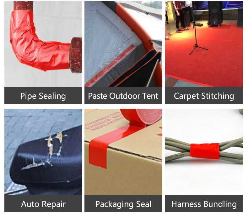 Армирана Червена лента, Червено тиксо за брезент 20 метра х 50мм