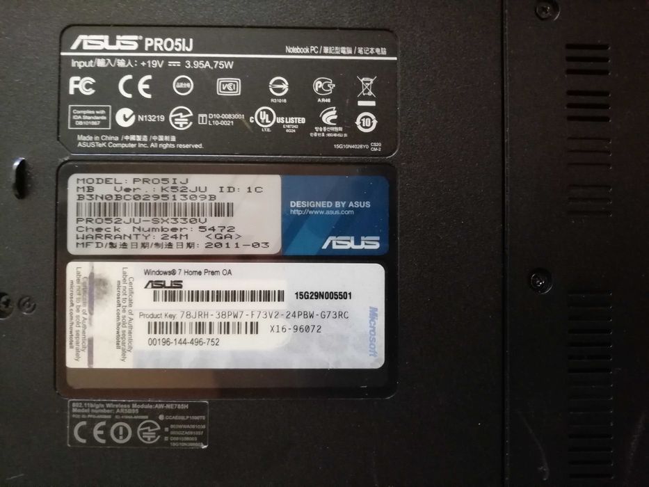 Laptop notebook Asus PRO51J, functional