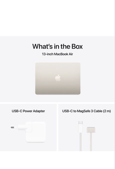 Лаптоп Apple MacBook Air 13", Apple M4, 10 CPU ядра и 10 GPU ядра, 24GB RAM, 512GB, Starlight, Международна клавиатура, RO ръководство